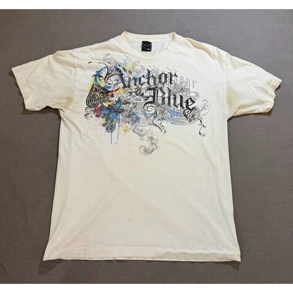 Anchor Blue Estabushed‎ 1981 Shirt Adult M White Short Sleeve Pullover Tee Y2K - Picture 1 of 11